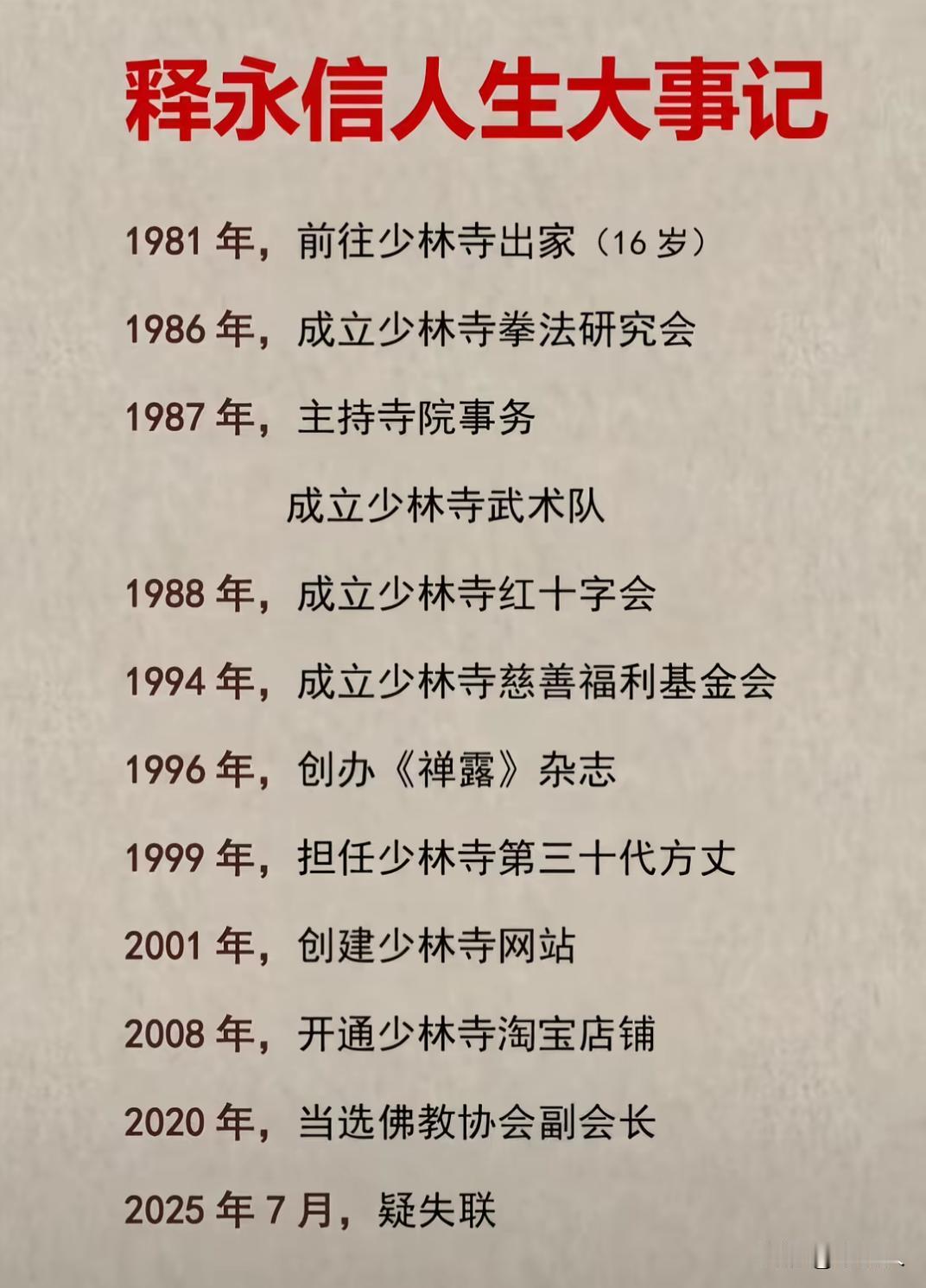 释永信堪称开挂的人生，一进门就能拜前任方丈为师。入门17年就能执掌少林，可是他还