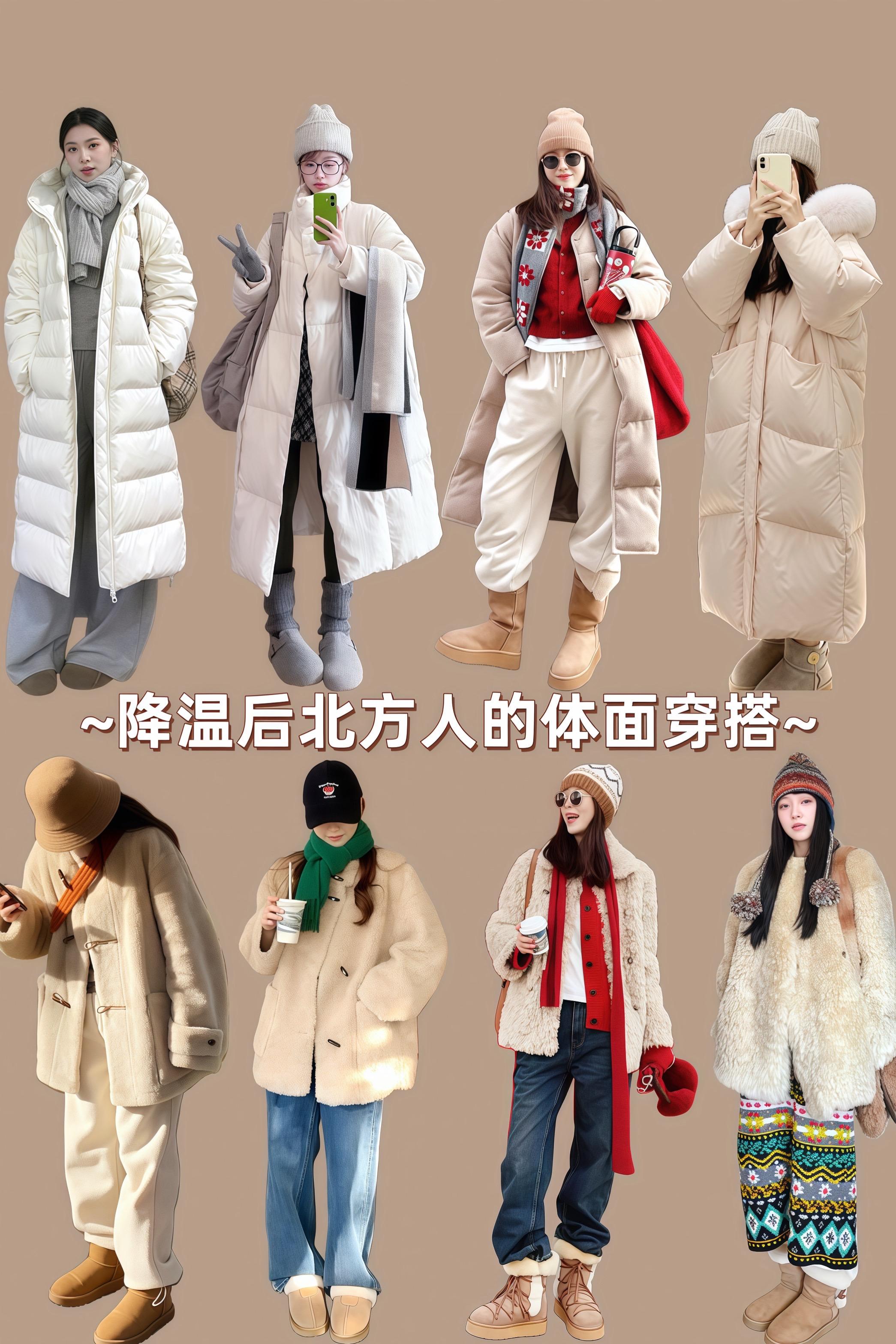 降温后北方人的体面穿搭 冬季穿搭羽绒服穿搭毛毛外套 新衣服可以治愈各种不开心