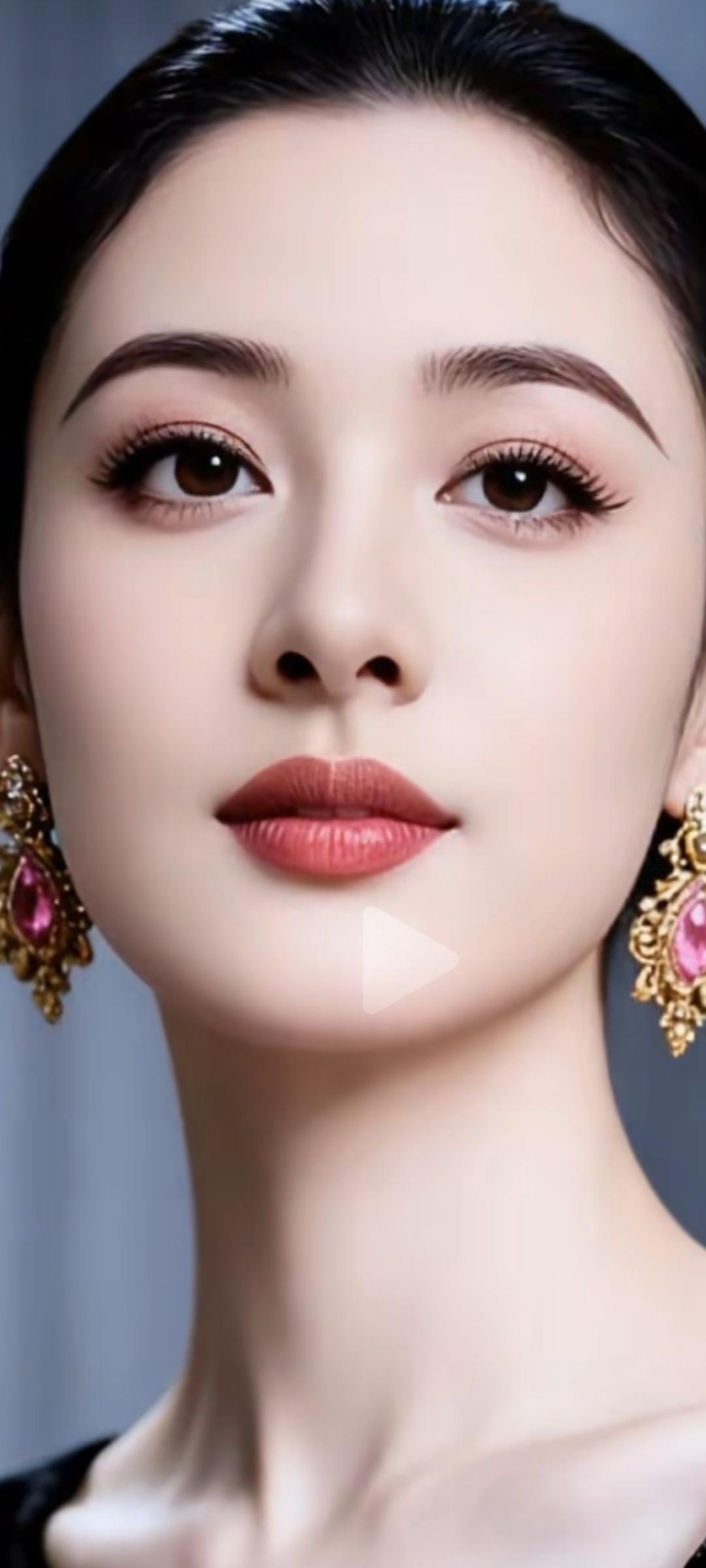 优雅红唇，闪耀耳环，尽显东方美！💄✨