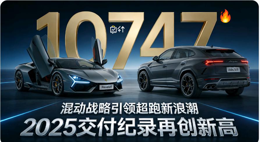兰博基尼2025交付10747台破纪录！混动战略引领超跑新浪潮🏁超豪华车