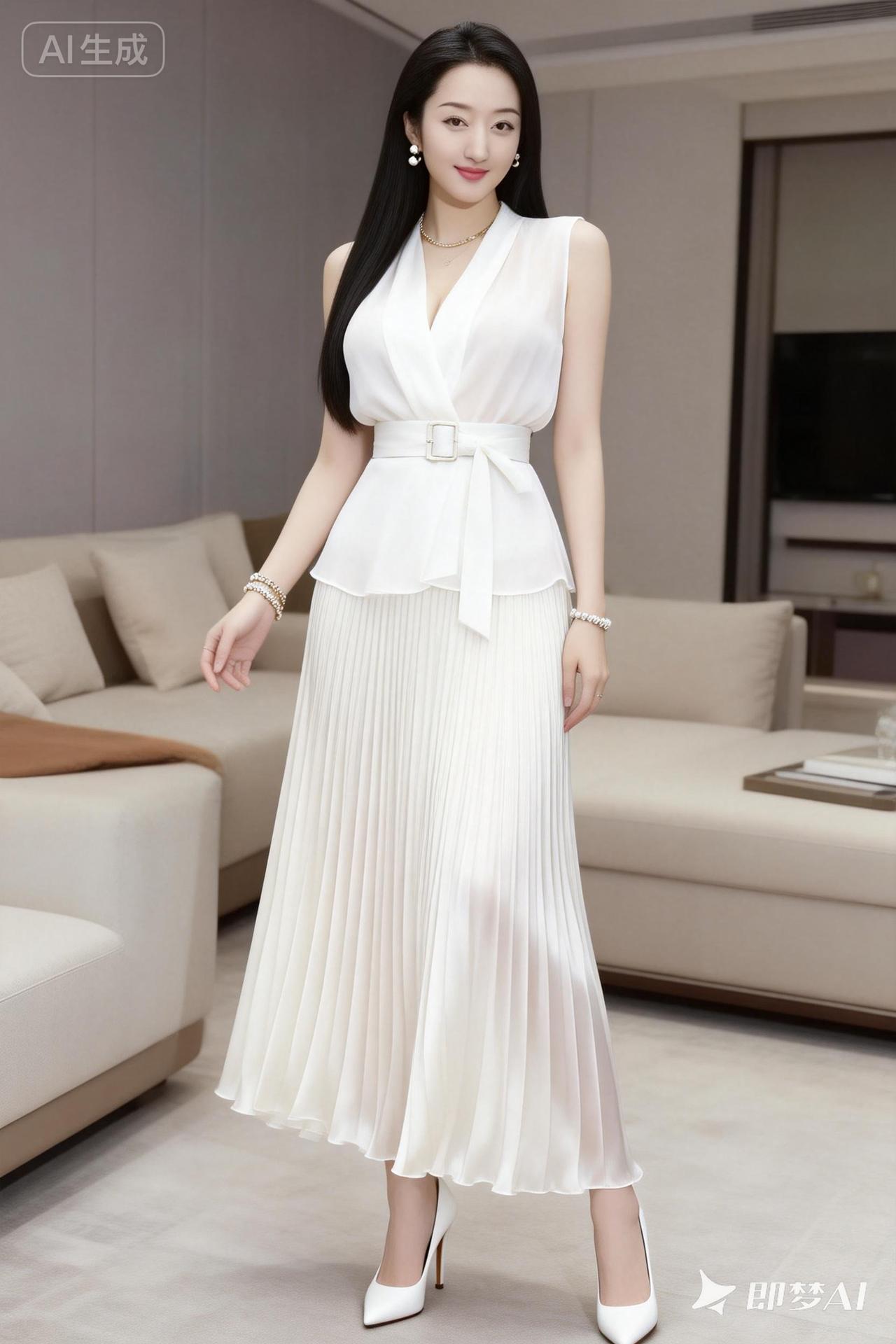 优雅白裙，尽显气质，完美搭配，尽显魅力！