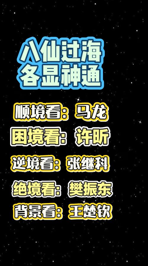 八仙过海、各显神通顺境看：马龙困境看：许昕逆境看：张继科绝境看：樊振东背景看：王楚钦＠三歌乒乓球三剑