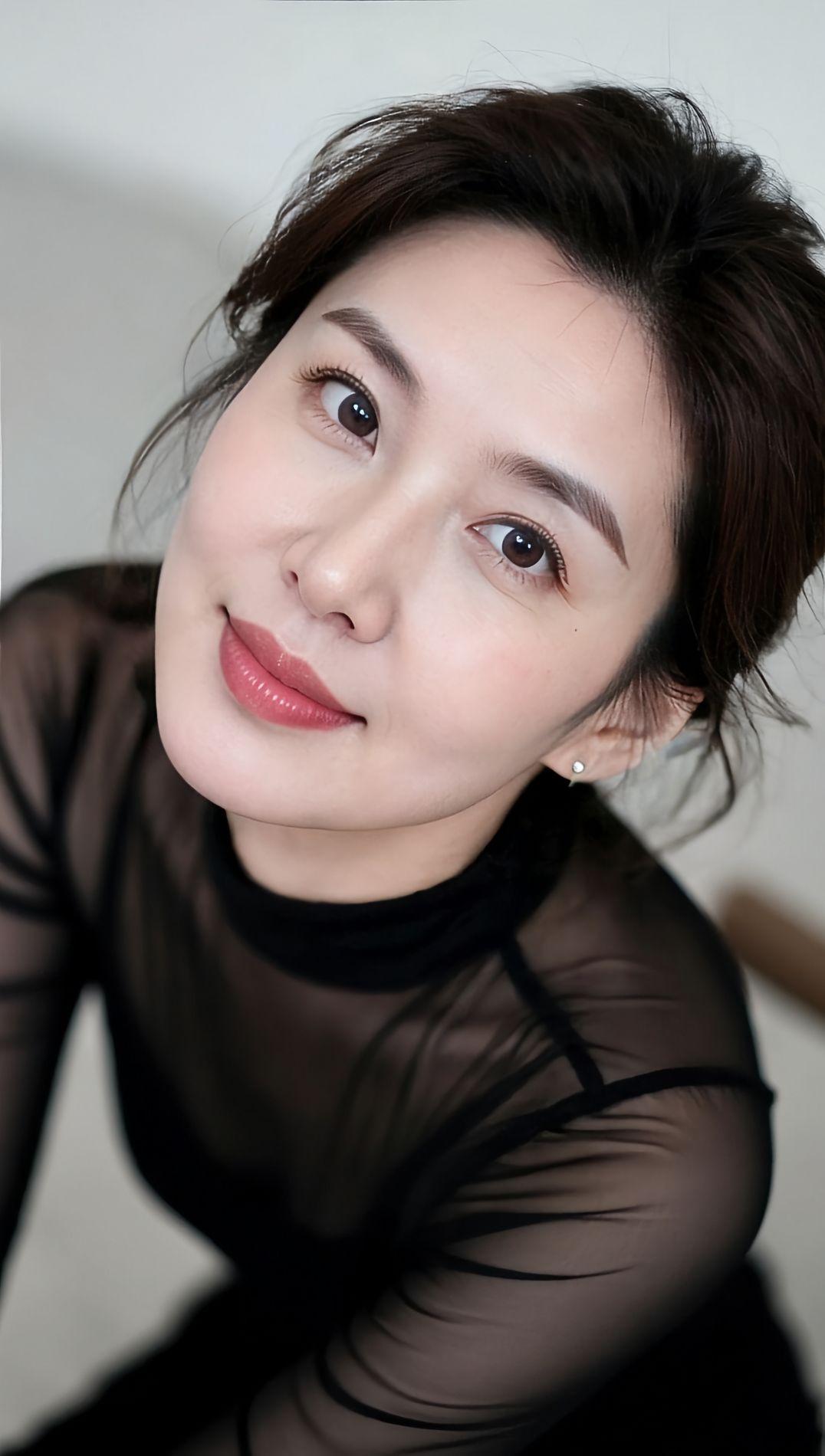 优雅黑纱,柔美微笑,气质满分!🌸✨