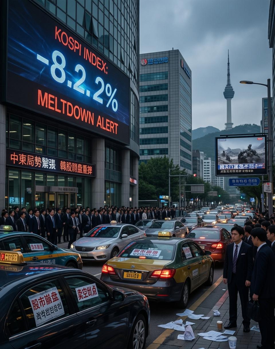 中东那头的炮火，这次把韩国股市给炸崩了——不是一般的跌，是连着两天跌到熔断。