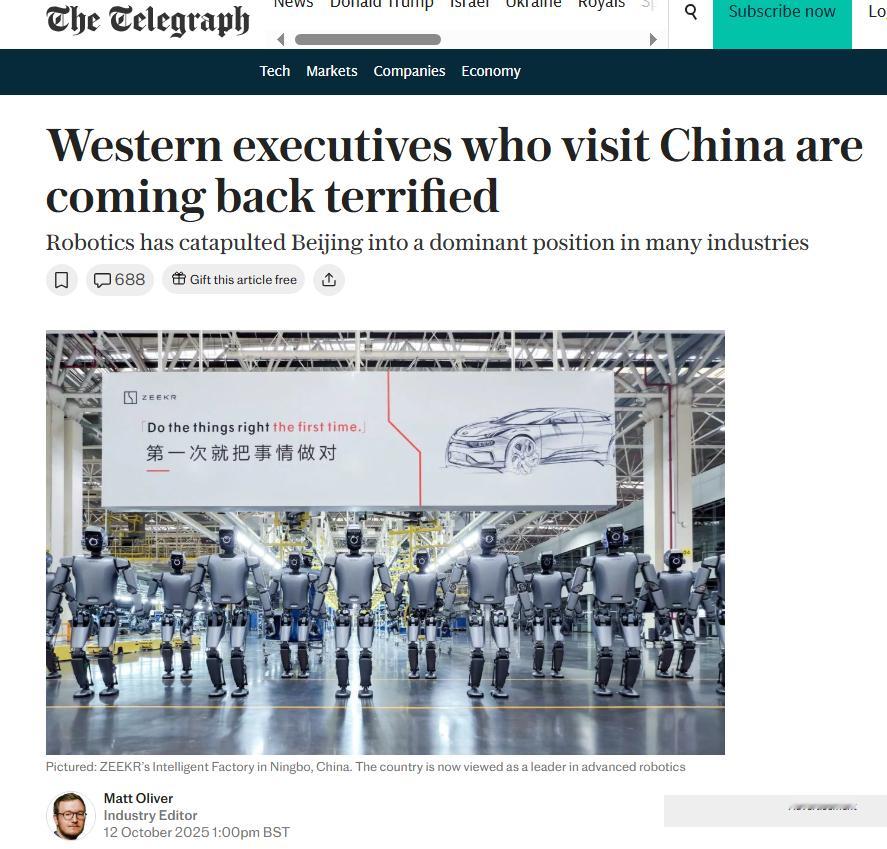 访问中国的西方高管惊恐万分，这次是汽车和机器人1.近期一个新闻是，2025年7