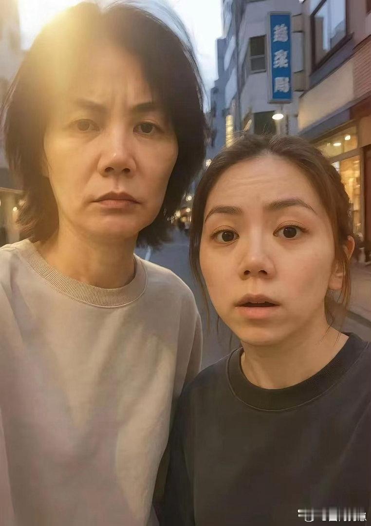 王菲与邓紫棋同框合影，两位实力歌坛天后私下穿搭格外朴素随性。王菲尽显岁月韵味，身