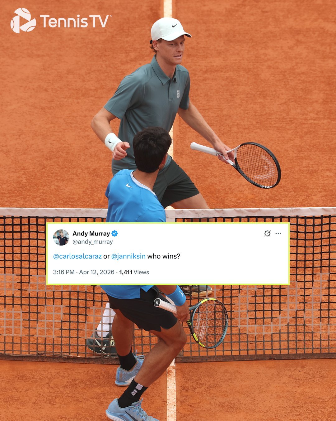 应该有很多人在看吧？也包括穆雷。雷爵爷还问你们了：阿卡对辛纳，谁赢？阿卡破发后立