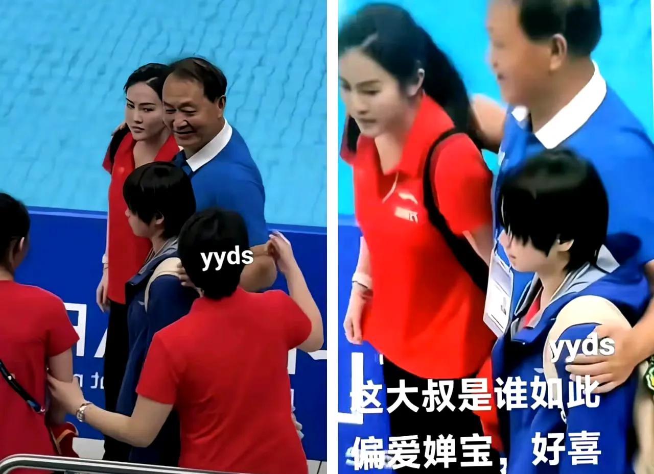 婵宝喜获亚军那一刻，领奖拍照时，她悄然往后退，似是低调使然。哪知一位大叔眼疾手快