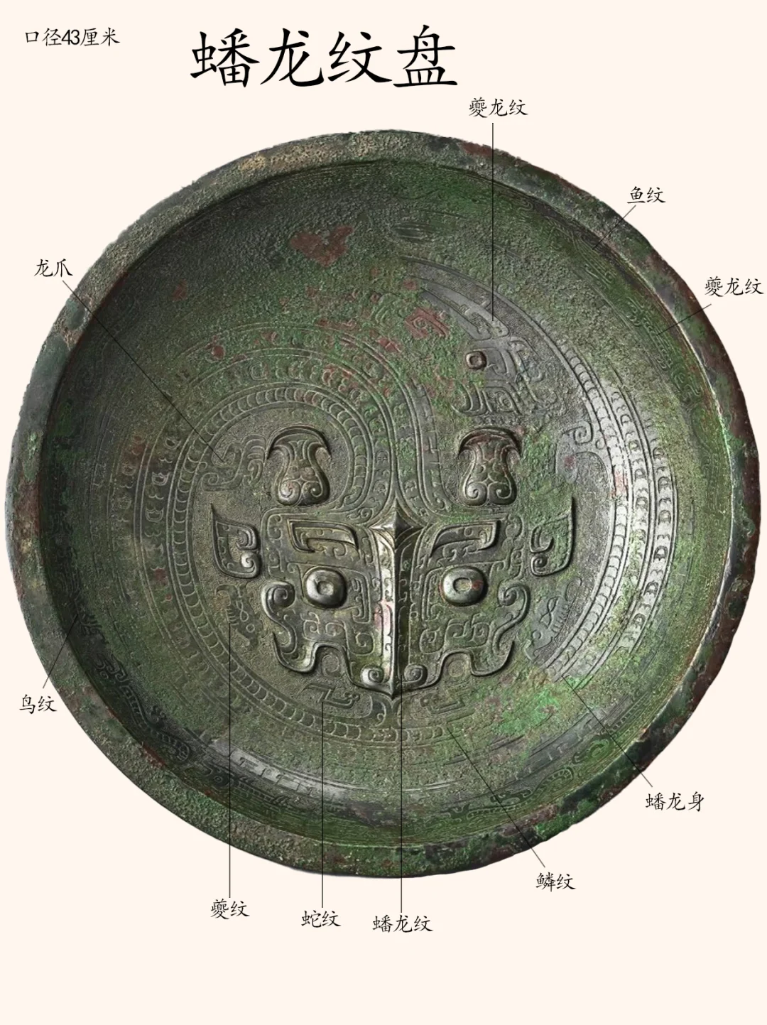 商晚期蟠龙纹铜盘，台北故宫博物院藏品