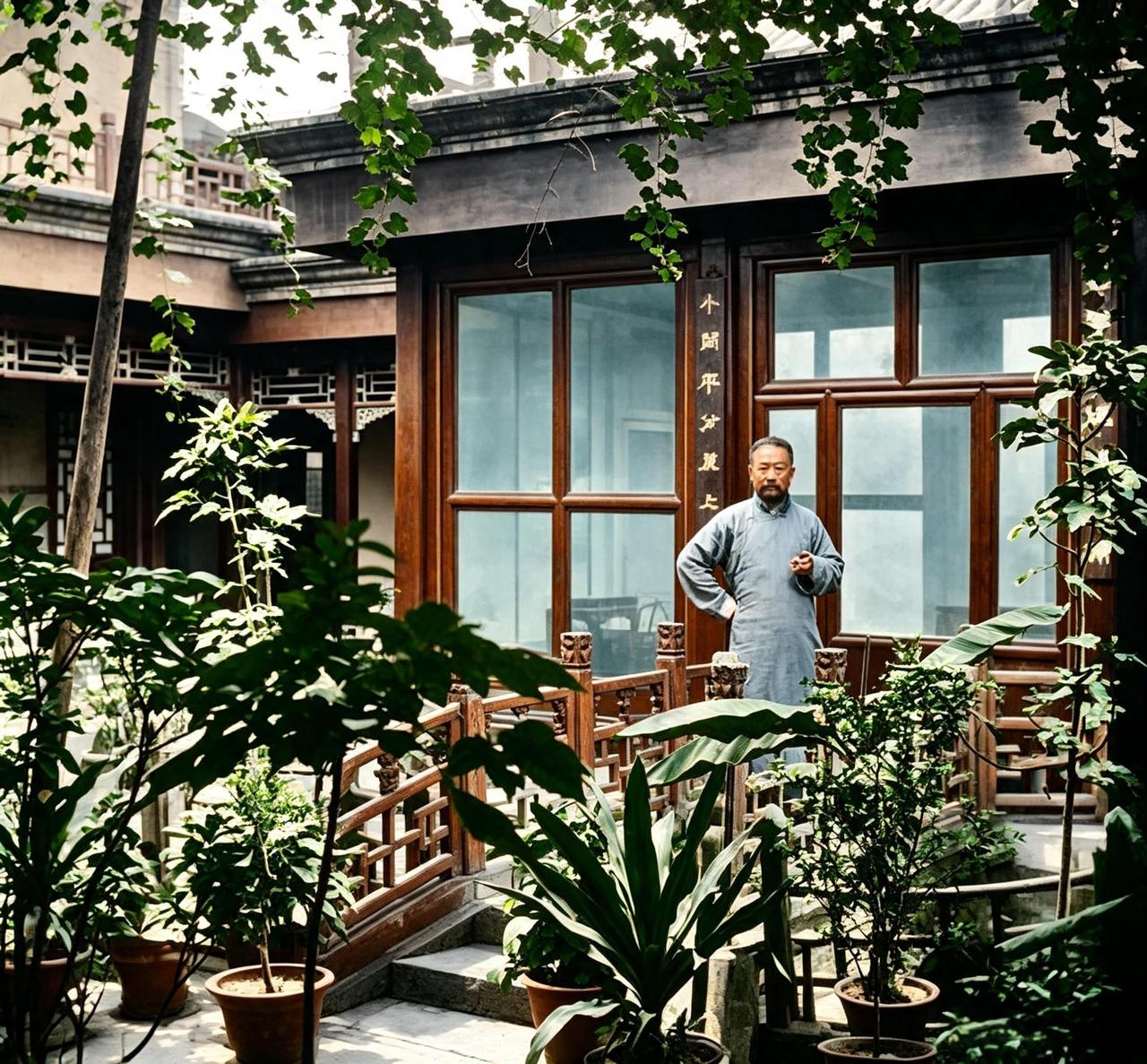 这是晚清京师顶级富豪杨昉在自家花园里。因当铺与票号多，杨昉又被称为当杨。她的家族