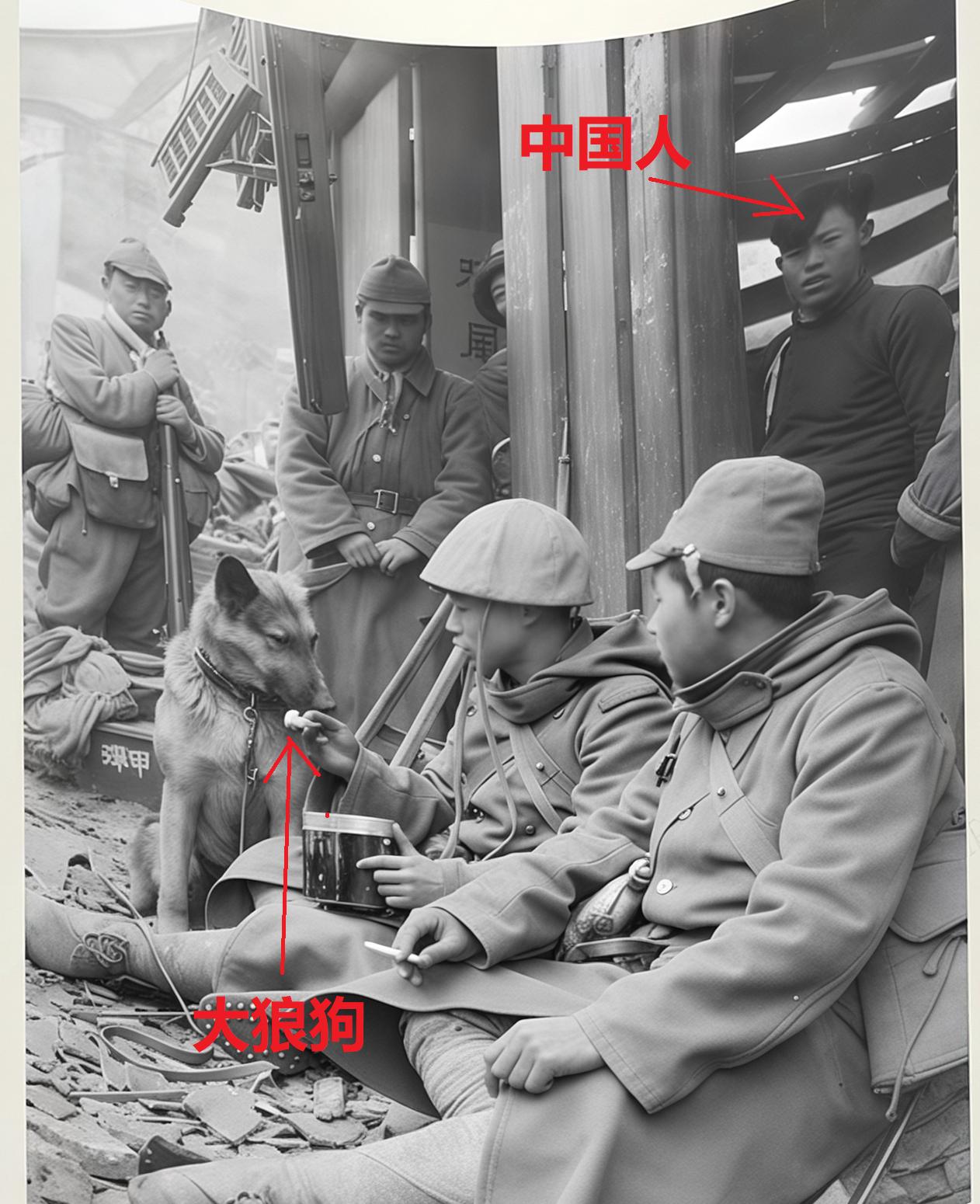 这是抗日战争中一个令人心酸的场景。1937年，在安徽宣城的一座县城内，日军刚刚进