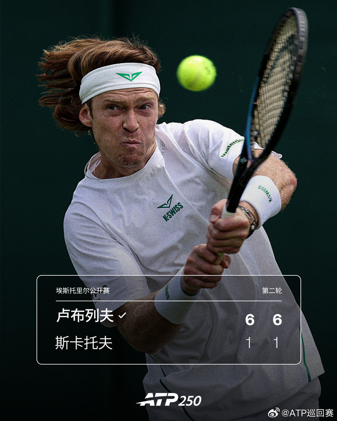 卢布列夫延续连胜🔥ATP250埃斯托里尔公开赛第二轮，头号种子卢布列夫仅耗时