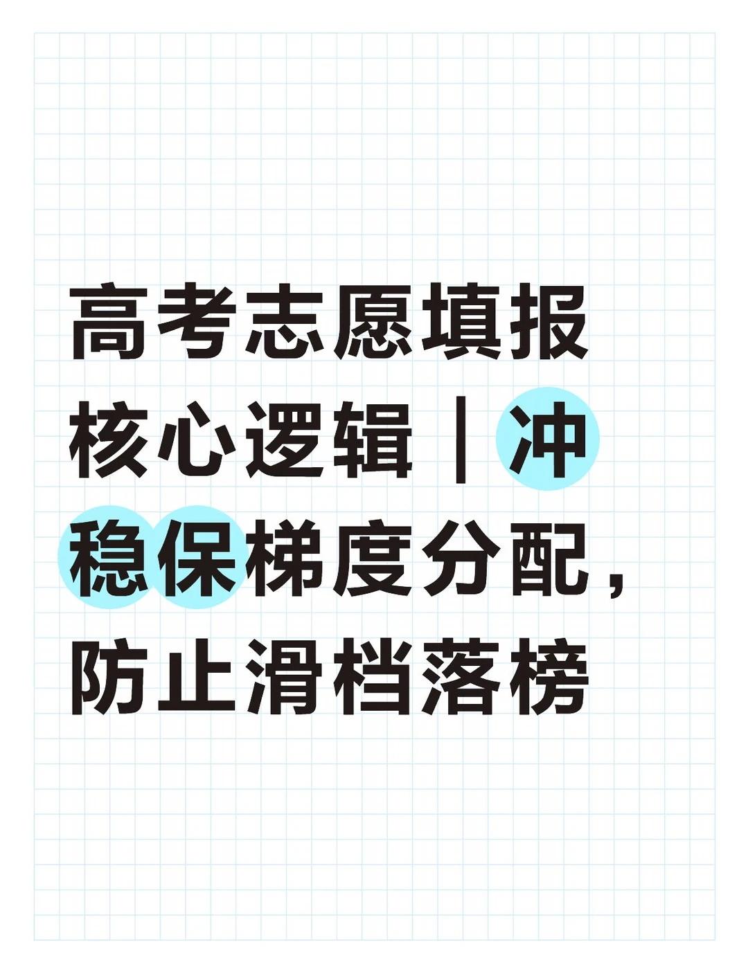 高考志愿填报核心逻辑冲稳保梯度分配每年出分后，90%家长和学生都搞不懂志愿的「