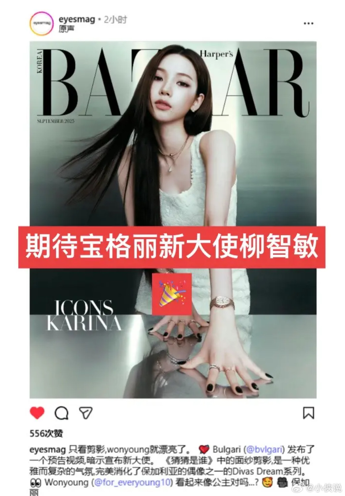 64挽尊说张元英拿下的是宝格丽韩区大使柳智敏估计拿下的全球大使毕竟被ceo认