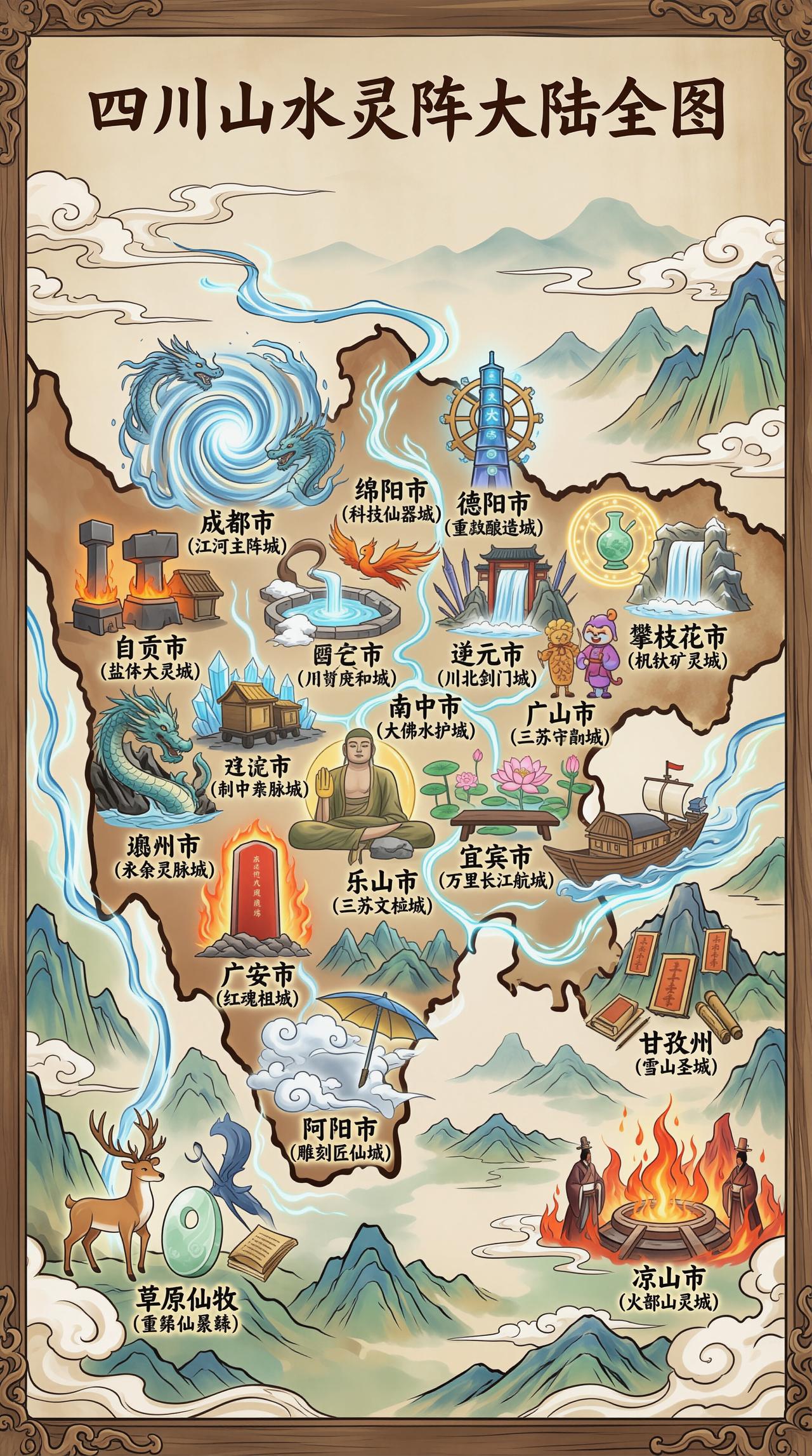 快来看看你的家乡，是什么仙域？成都市｜江河主阵城绵阳市｜科技仙器域德阳