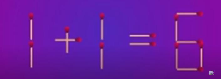 在这道独具匠心的火柴棒谜题中，映入眼帘的等式是“1+1=6”，显然与常