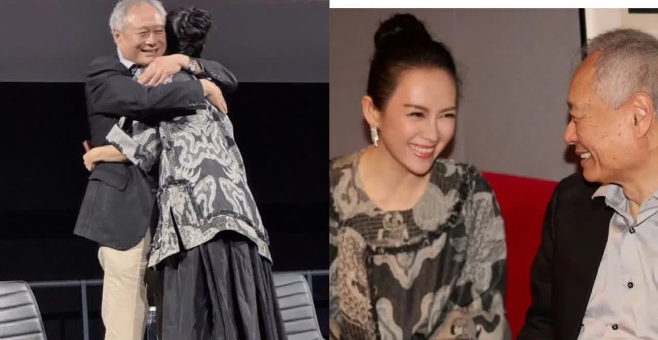 章子怡和李安，足足拥抱了20秒！这20秒，不管李安想了什么我打赌，章子怡