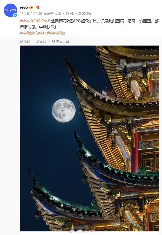 vivoX300Pro手机全新蔡司2亿APO超级长焦中秋圆月样张公