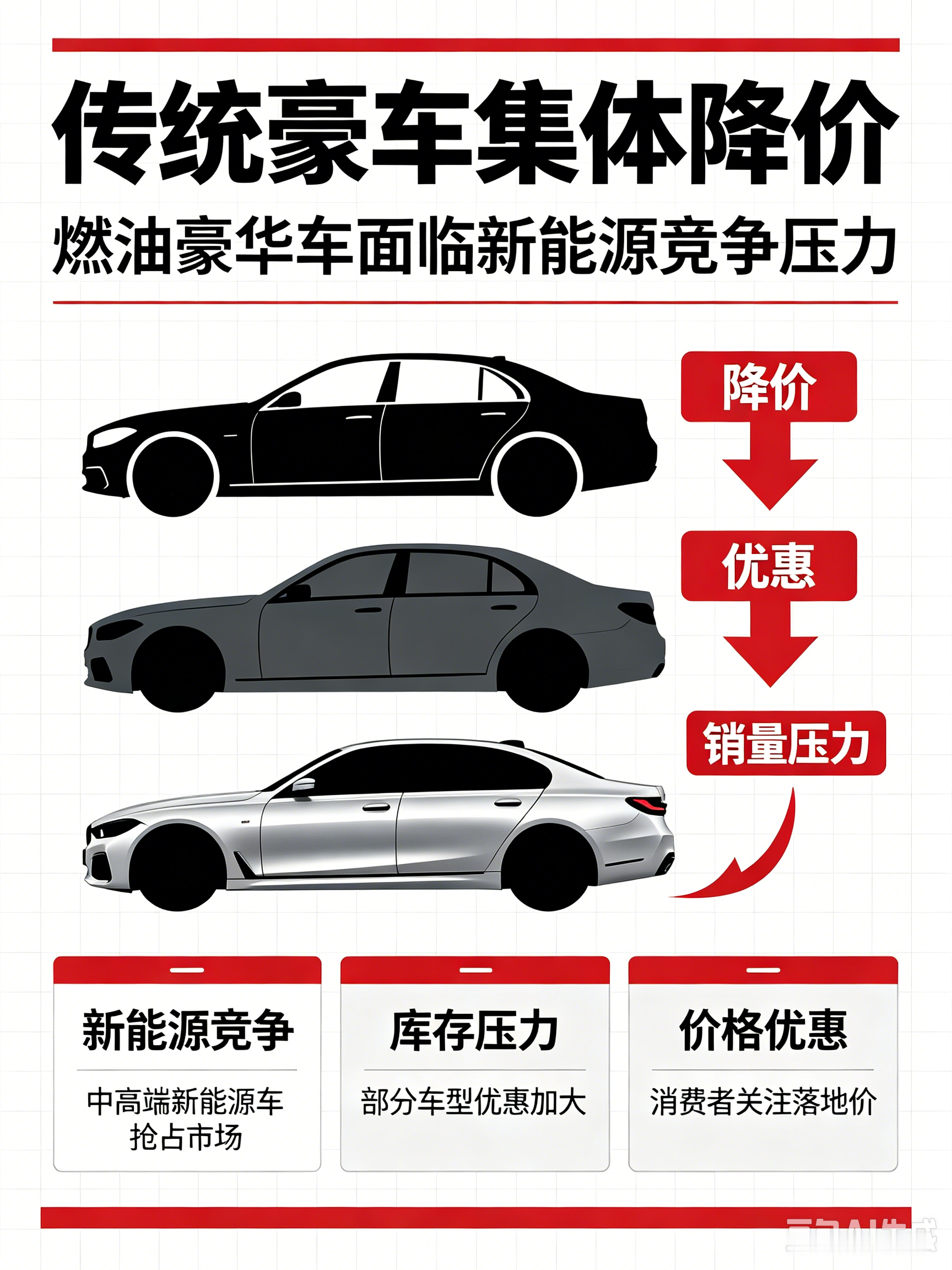 热榜话题一：传统豪车集体降价续命最近，“传统豪车集体降价”成为今日话题。不少消费者发现，奔驰、宝马、