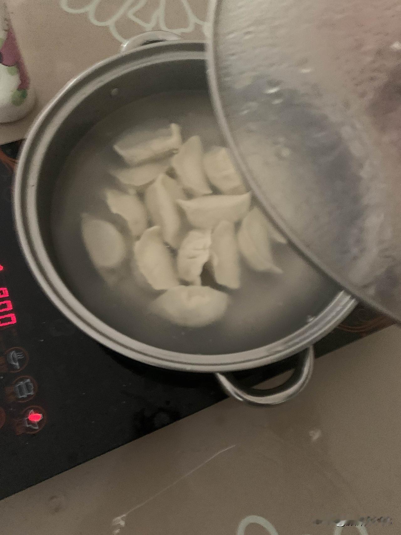 下班回家做饭吃，今天中午想吃饺子了，上个星期自己包的白菜肉馅和苜蓿鸡蛋馅饺子，冻