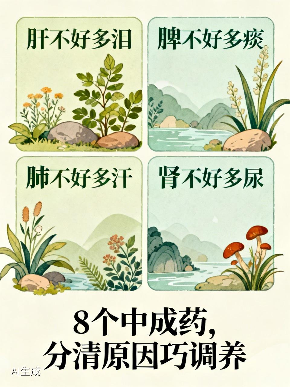 肝不好多泪、脾不好多痰、肺不好多汗、肾不好多尿，8个中成药，分清原因巧调养一