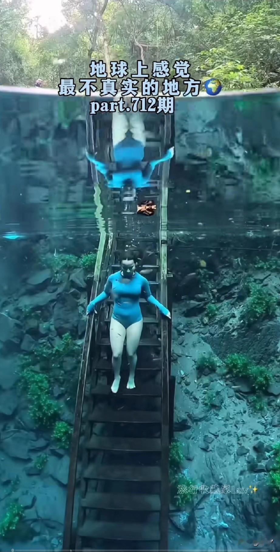 大家有没有发现？老外玩的项目都比较刺激！这不一个女博主！直接就用摄像头拍摄了她潜