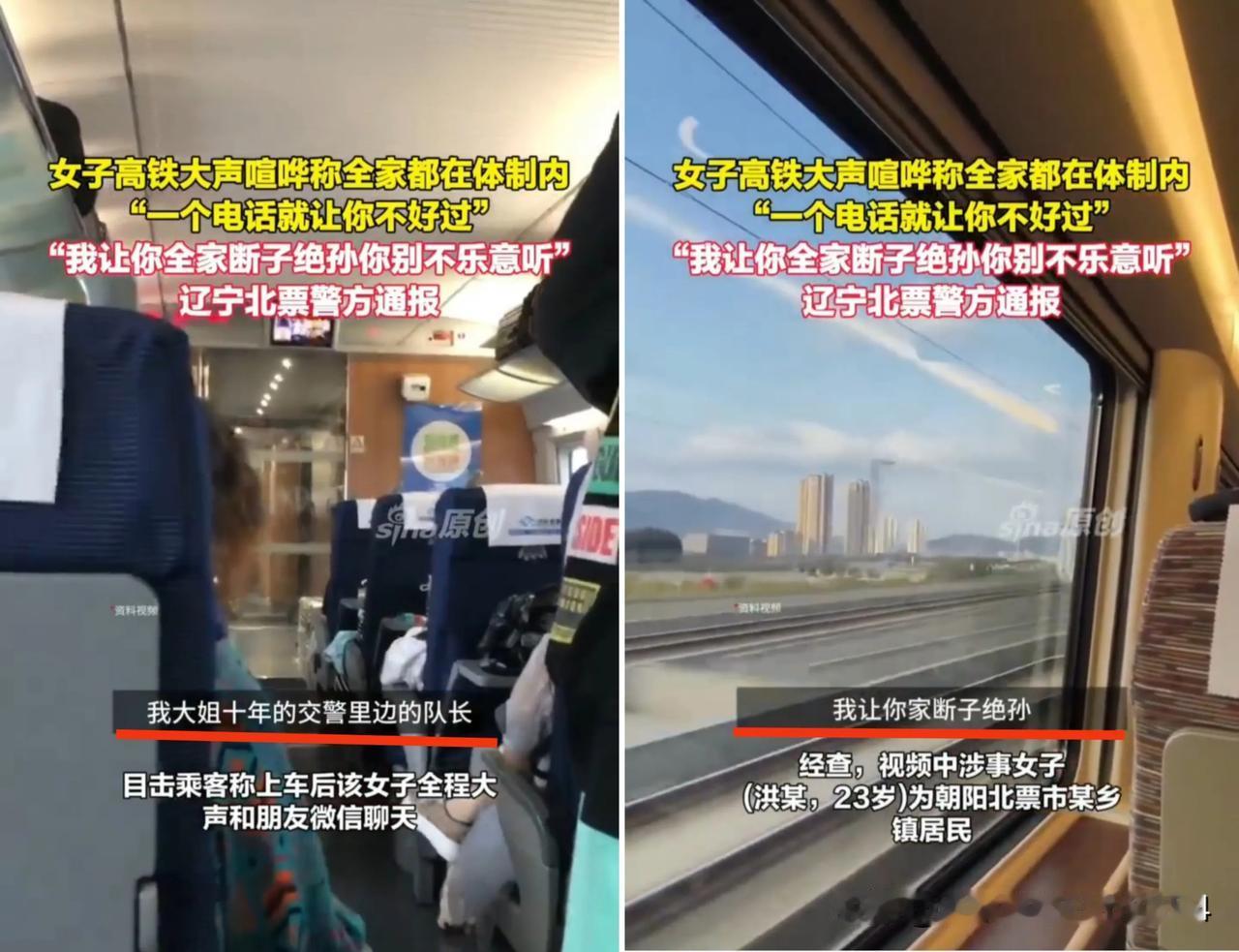 “我家所有人都是体制内工作的！你整我，我打一个电话就让你不好过。”高铁车厢内，辽