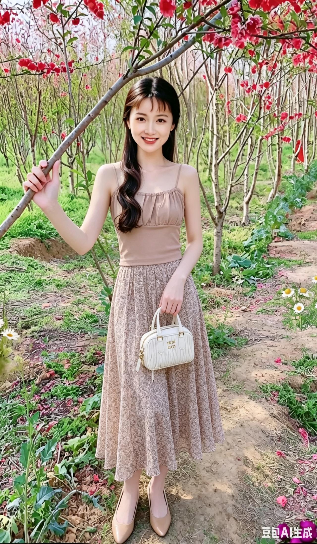 花间美人笑，春风满面娇。