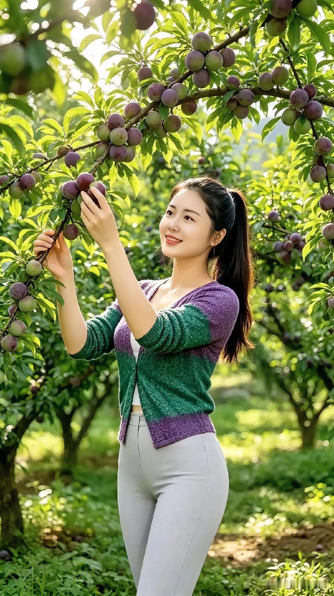阳光下的果园，采摘香甜多汁的水果，享受大自然的馈赠！🌞🍓🍇