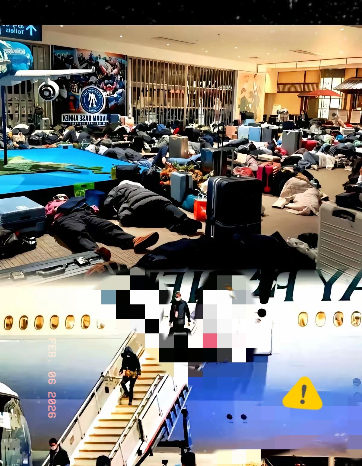 北海道机场这幕，真的看一次膈应一次！一群人把柜台围得水泄不通，一个男人涨红了脸，