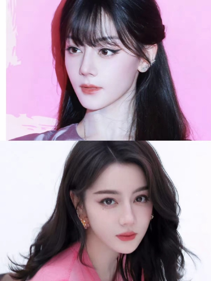 迪丽热巴和田曦薇也算是两个极端了，一个几乎离不开刘海，一个基本不能有刘海。
