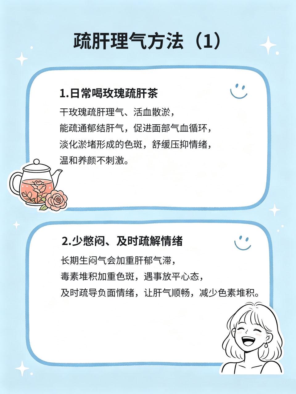 总爱生闷气脸上长斑，学会疏肝理气色斑会淡很多中医常说“肝郁则斑生”🌸，长期爱