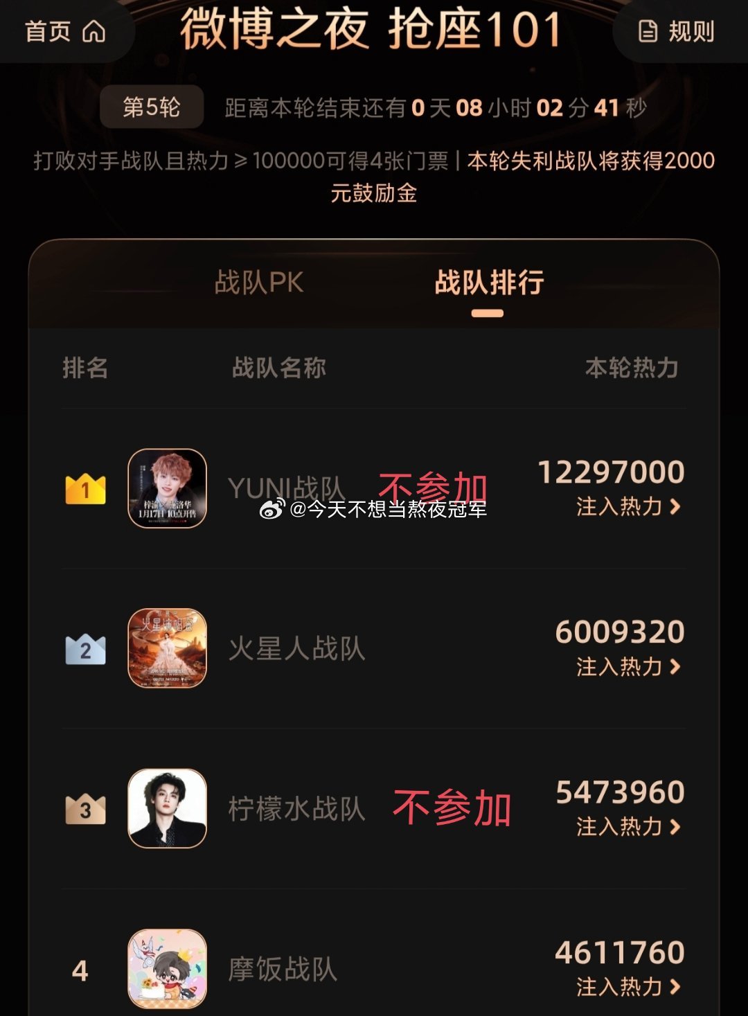 微博之夜抢座最后一轮最新进展top10：梓渝，华晨宇，田栩宁，刘宇宁，周深，苏新