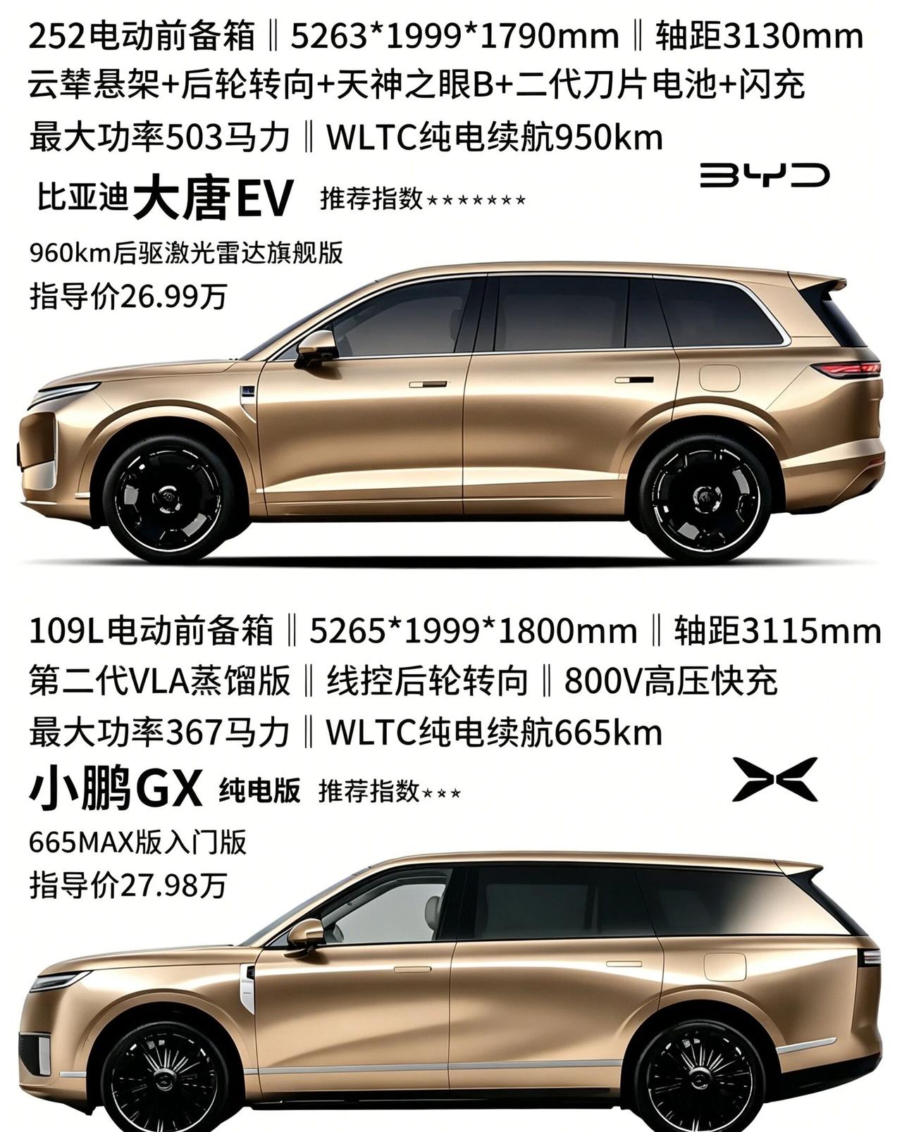 如果你有30万你会选择大唐EV还是小鹏GX呢26.99万的比亚迪大唐EV对标2