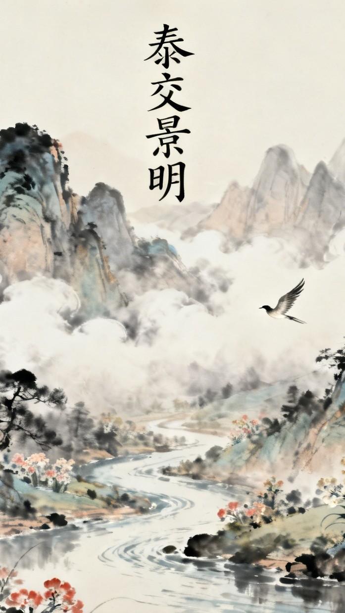 泰交景明《易经》泰卦曰：“天地交而万物通。”顺境之时，莫忘居安思危。春风得意时