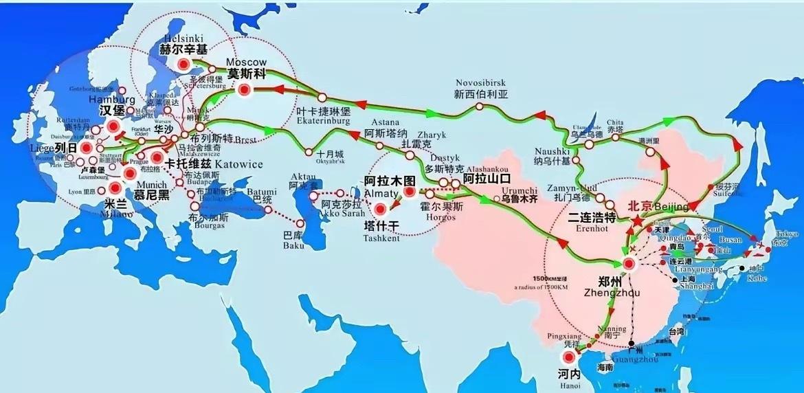 中欧班列面临三大世界难题：​1、俄罗斯想通过中欧班列卡欧洲脖子，利用中方一块对