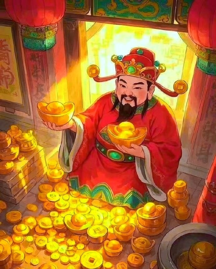 今晚财神到家送财，记得早点接财神咯……​​​