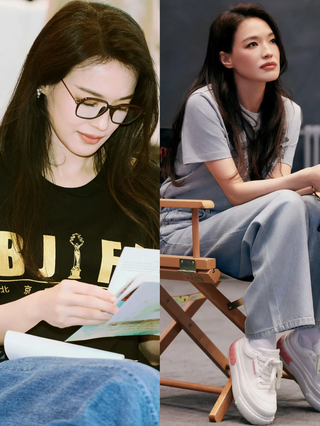 戴眼镜穿小白鞋的舒淇，完全是妈咪🤓