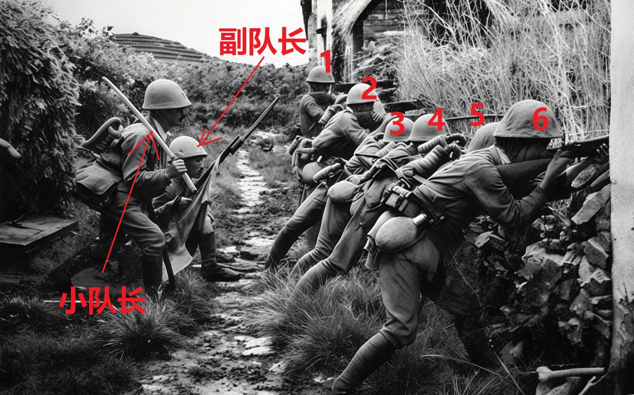 1937年，村庄内进行巷战的日军。这才是真实的日军小队作战画面，拿指挥刀的是这支