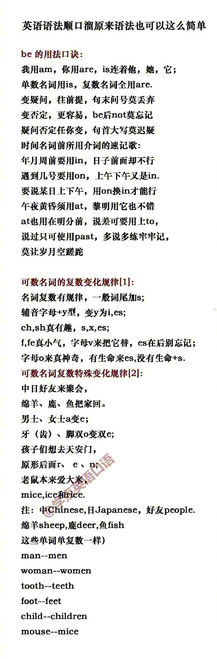 英语语法顺口溜，原来语法也可以这么简单！​​​