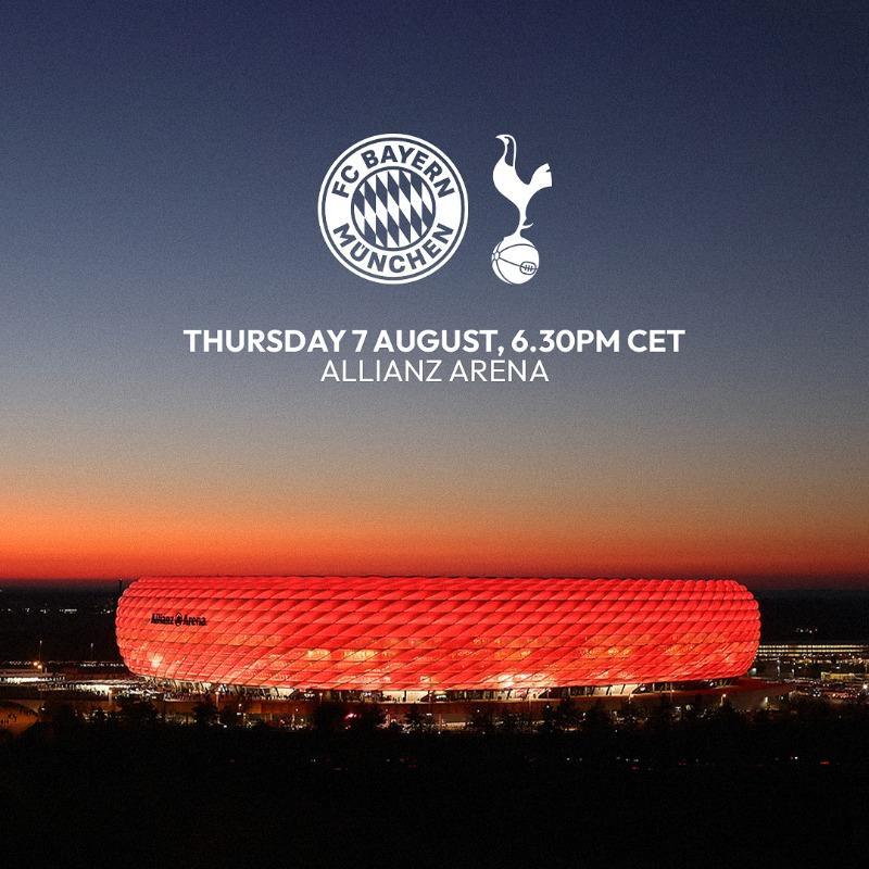 热刺官宣今夏又一场热身赛，对阵拜仁慕尼黑！🏟️AllianzArena🗓
