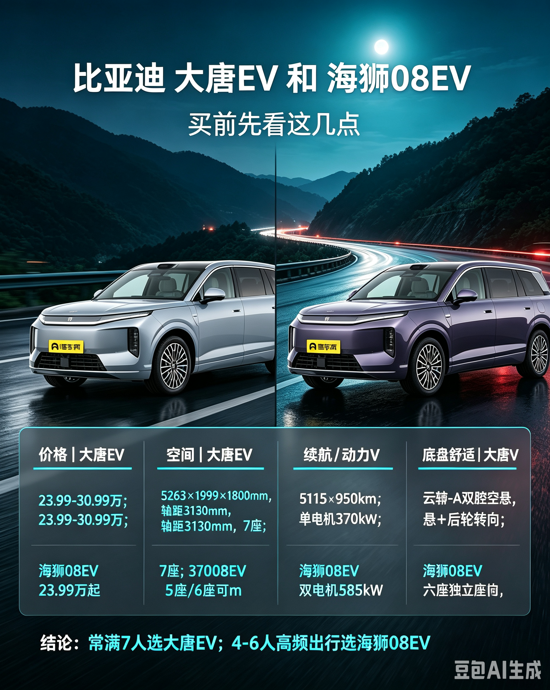 大唐EVvs海狮08EV选前必看