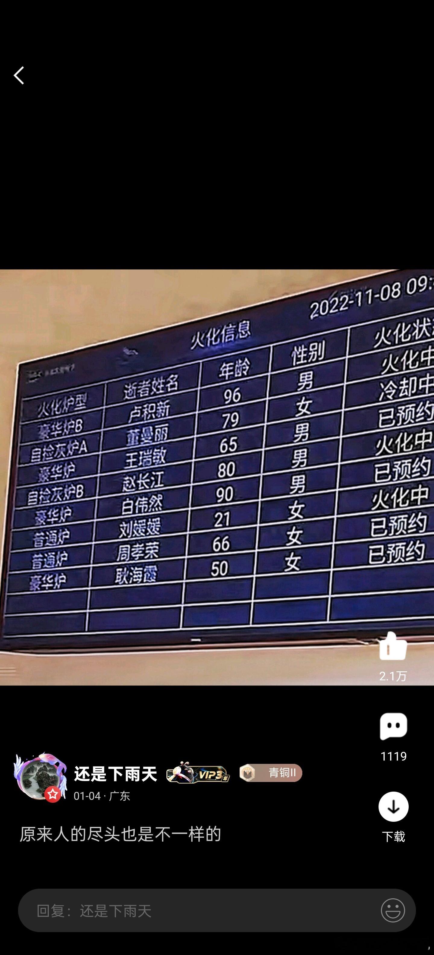冷知识：如果你没钱，火化也得分三六九等。PS：但图一里面更惨的是，有一个如花般的