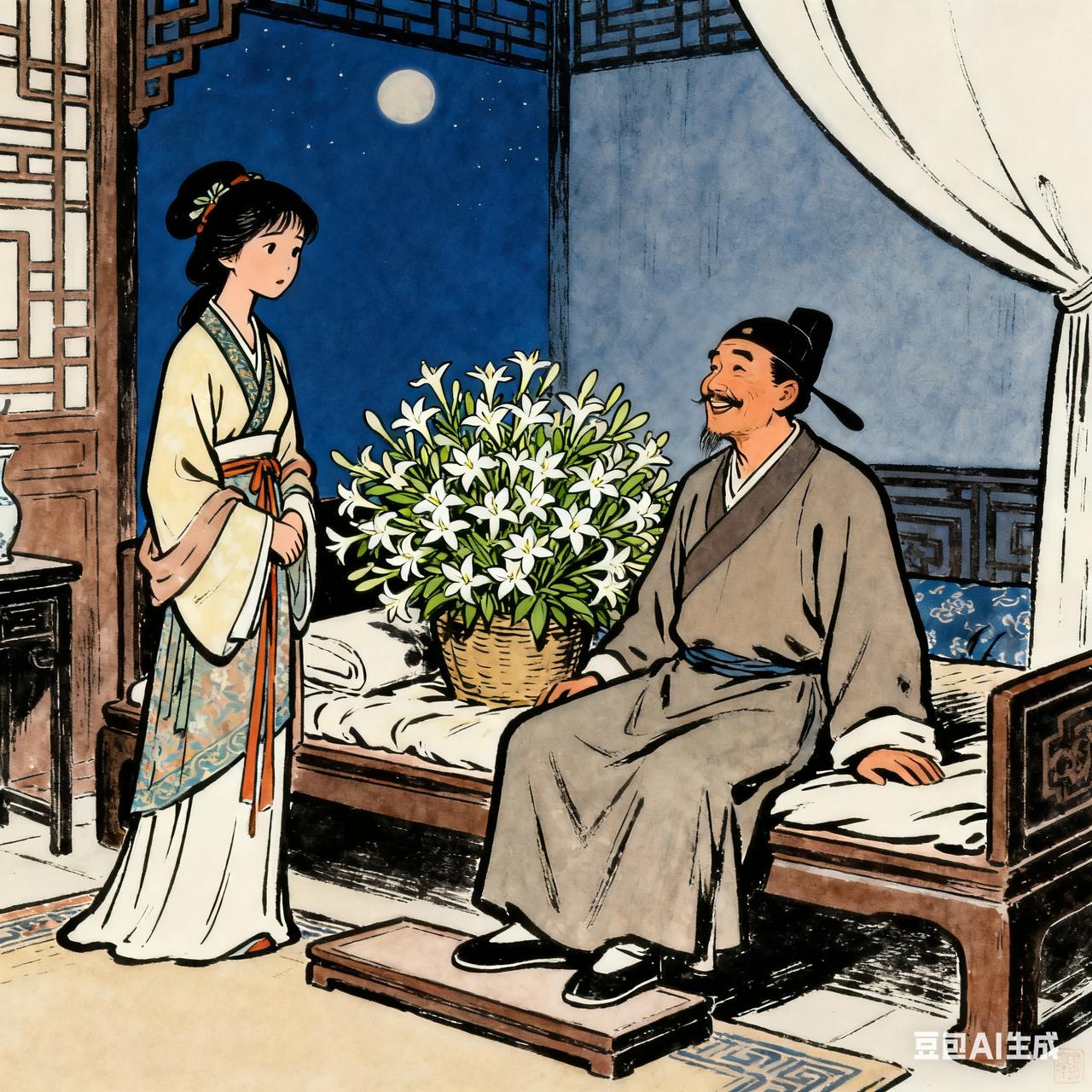 古代夫妻搞笑段子有个员外，新娶了个年轻的妻子。晚上睡觉前，妻子对员外说