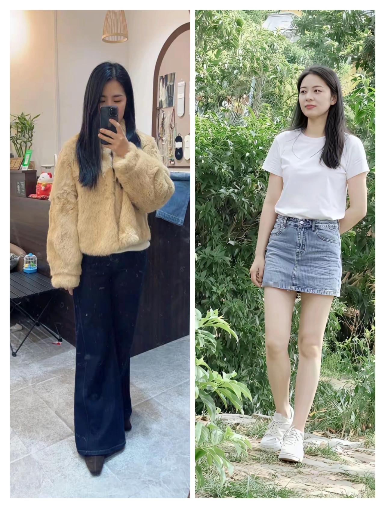 左边室内自拍，右边户外清新。哪种拍照片效果更好？户外清新照户外自然风拍照自然