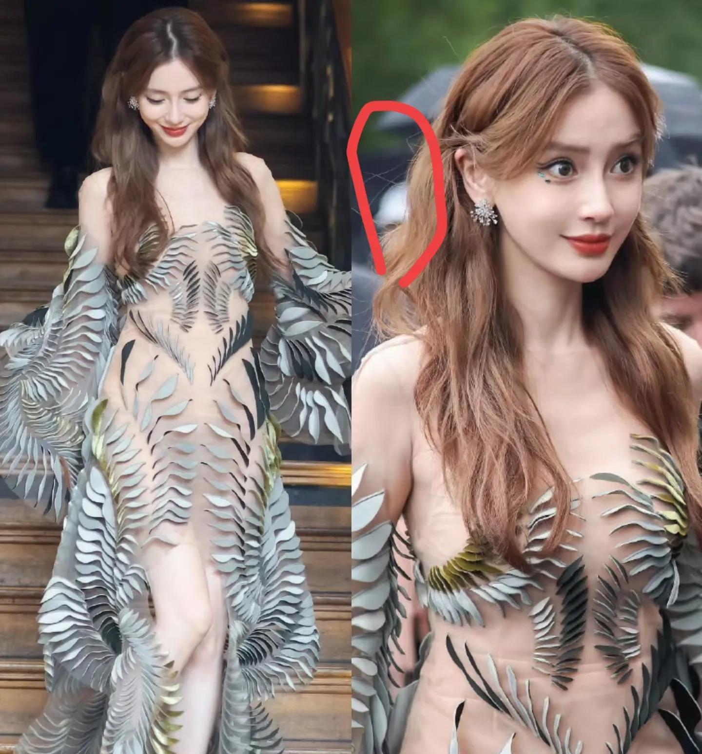 突然发现，杨颖这个女人，有点“恐怖”，尽管她穿的是18年的礼服，但是这个女人