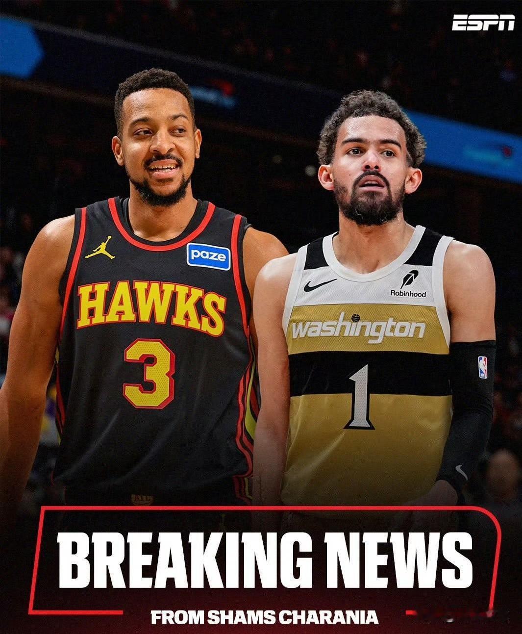 本赛季第一笔交易终于来了！据权威记者Shams报道：联盟消息人士透露，亚特兰