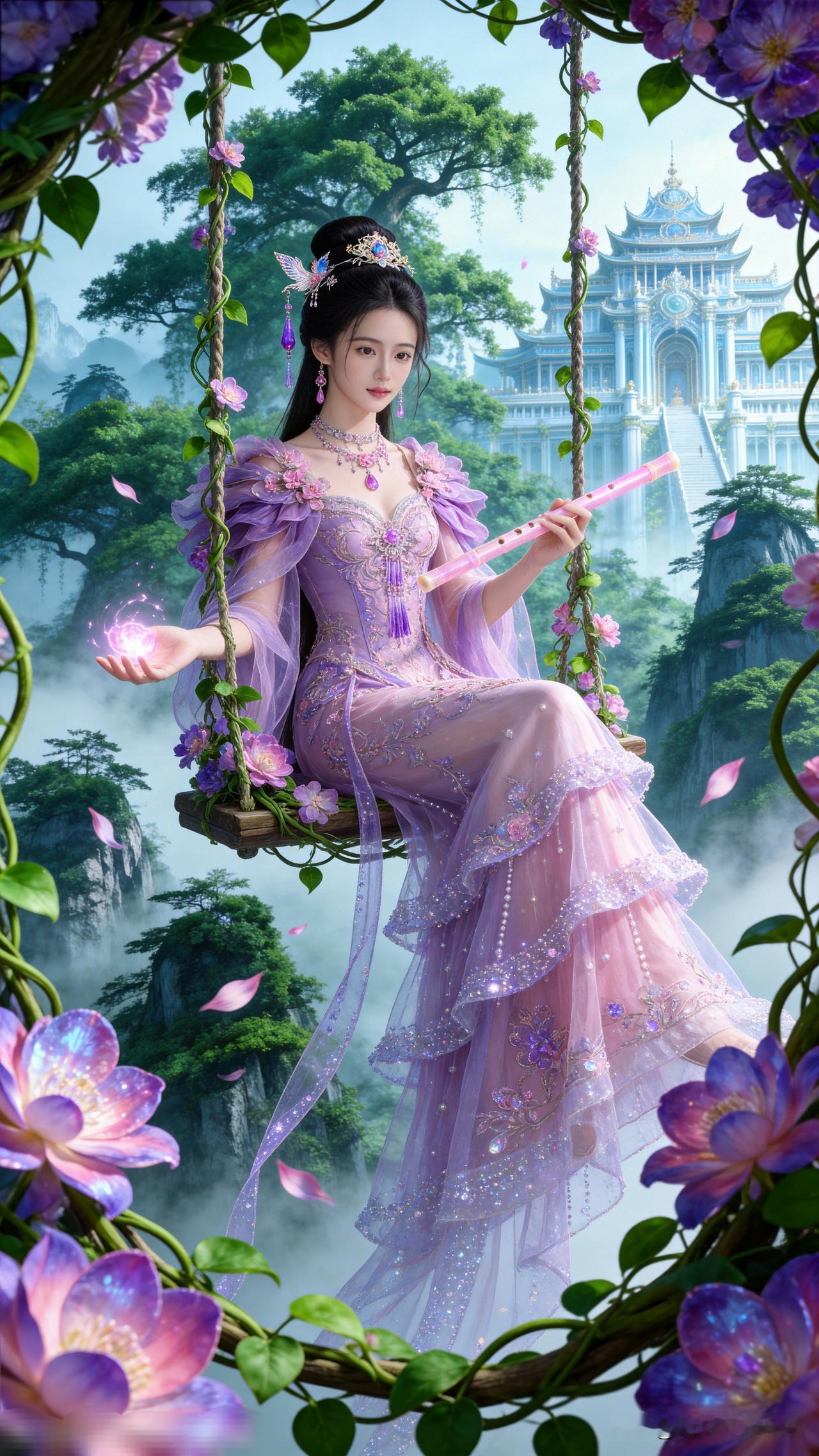 仙气飘飘的紫色仙子，梦幻花园中的唯美瞬间。什么才是真正的古典美人?