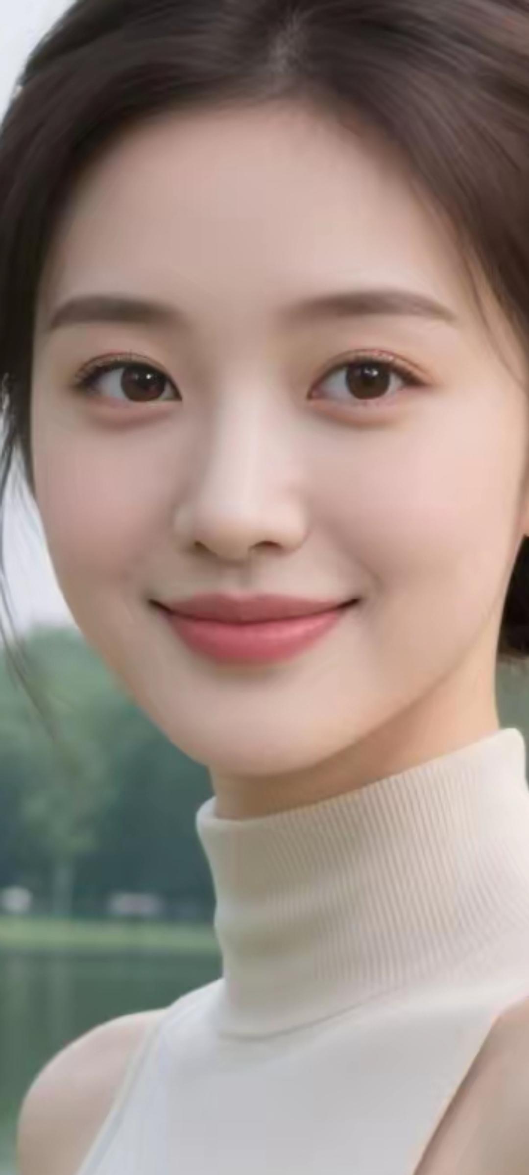 温柔微笑，自然妆容，清新自然，元气满满的一天！🌞💕