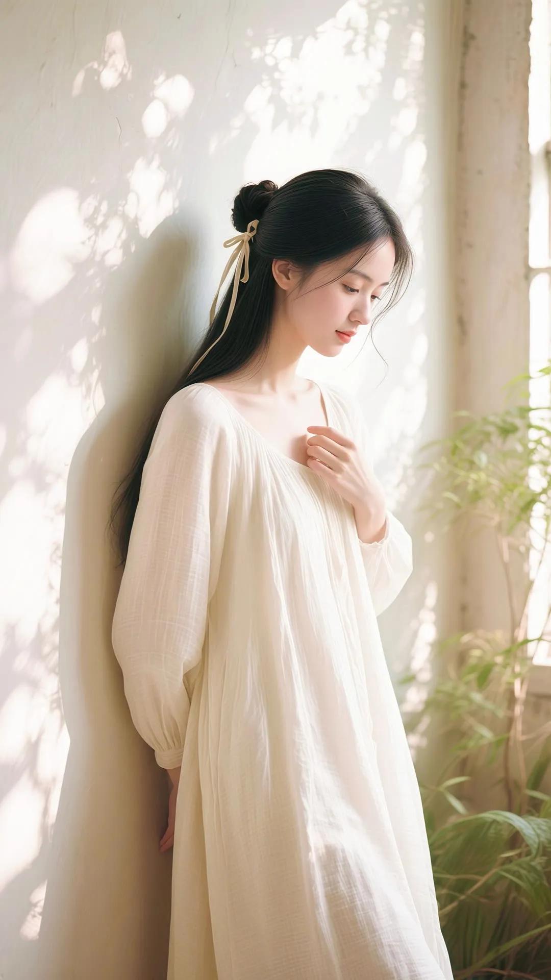 轻纱拂面，风姿绰约。